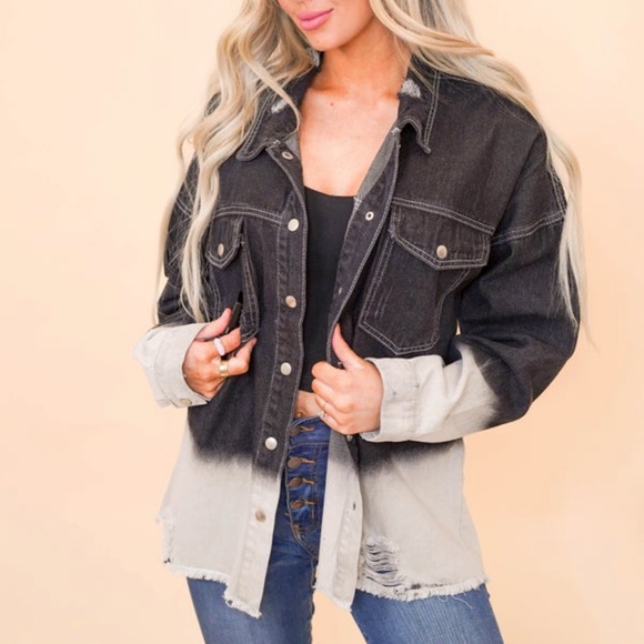 🆕🎸Rock N Roll BLUE and WHITE Distressed Denim Shacket - Picture 4 of 5